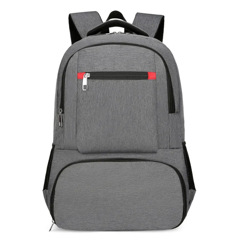 Light grey Oxford cloth insulated picnic backpack with curved shoulder straps and multiple compartments.