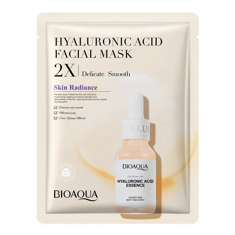 Single collagen hyaluronic acid facial sheet mask with 30g gel serum, shown on white background