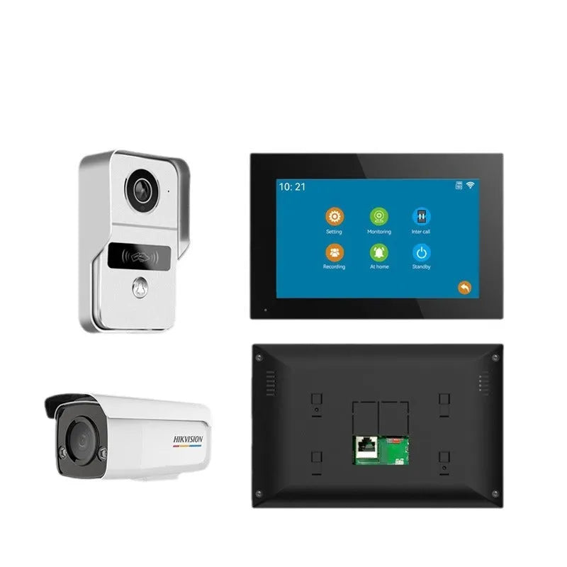 Wireless network video intercom doorbell system with colour HD camera and 10-inch display monitor