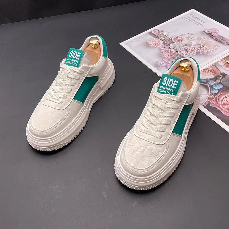 Unisex leisure shoes with cloth upper and rubber foam sole in white-green colour combination