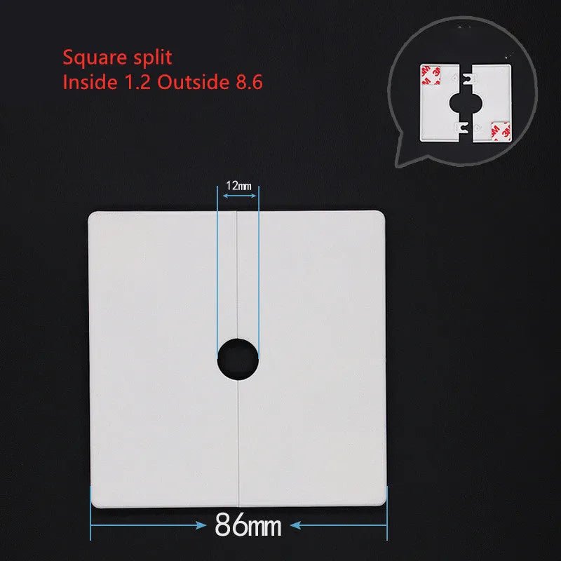 Square decorative wall cover sticker in ABS plastic with 3M adhesive for concealing holes and cables