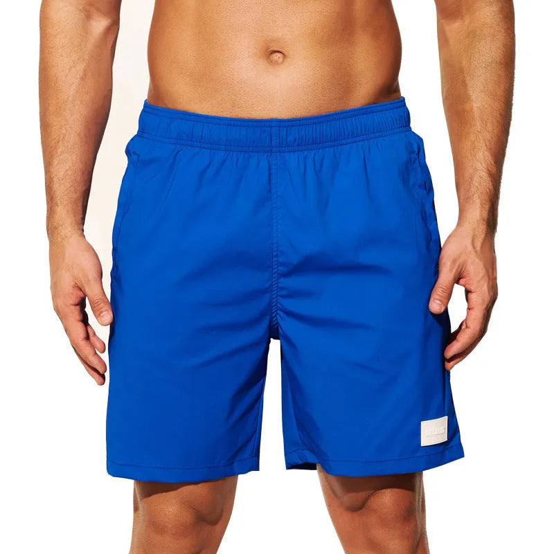 Men's solid colour quick-drying nylon sports shorts on a white background.