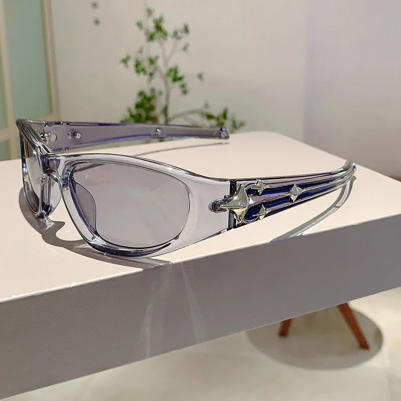 PC frame sports sunglasses with category 3 lenses in black frame blue lens colour option