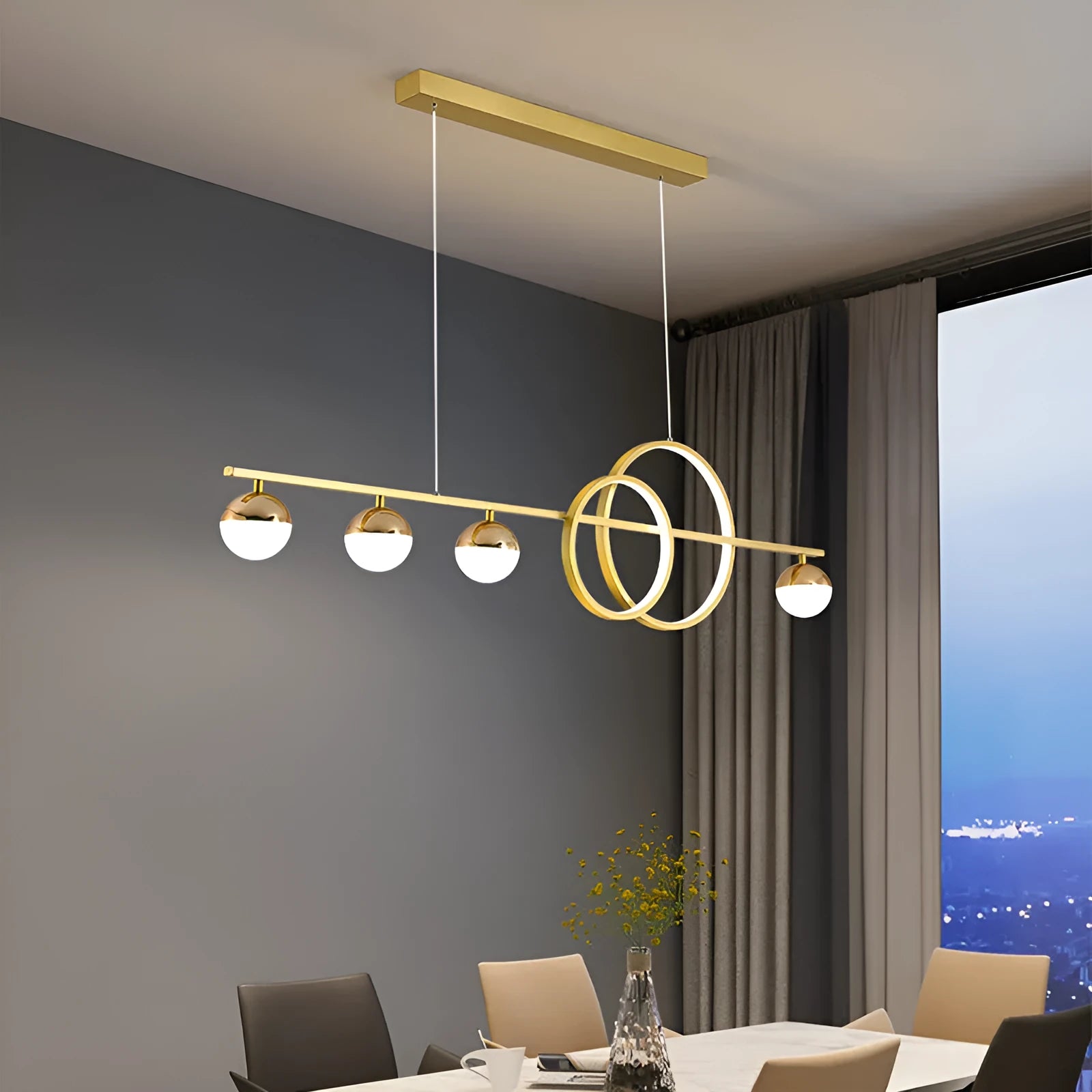 Modern rectangular aluminium ceiling lamp in black or gold finish with remote control for dimming.