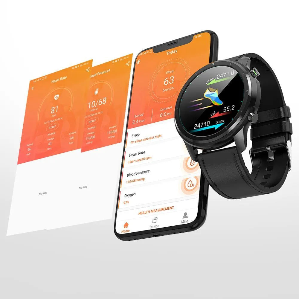 LEMFO LF26 smart bracelet with 1.3-inch screen shown in black and silver colour options.