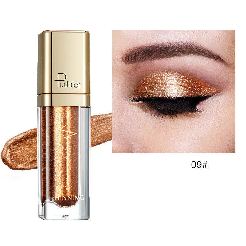 18-colour glitter eyeshadow palette with mother-of-pearl shades including Beige, Rose Gold, and Sapphire Blue