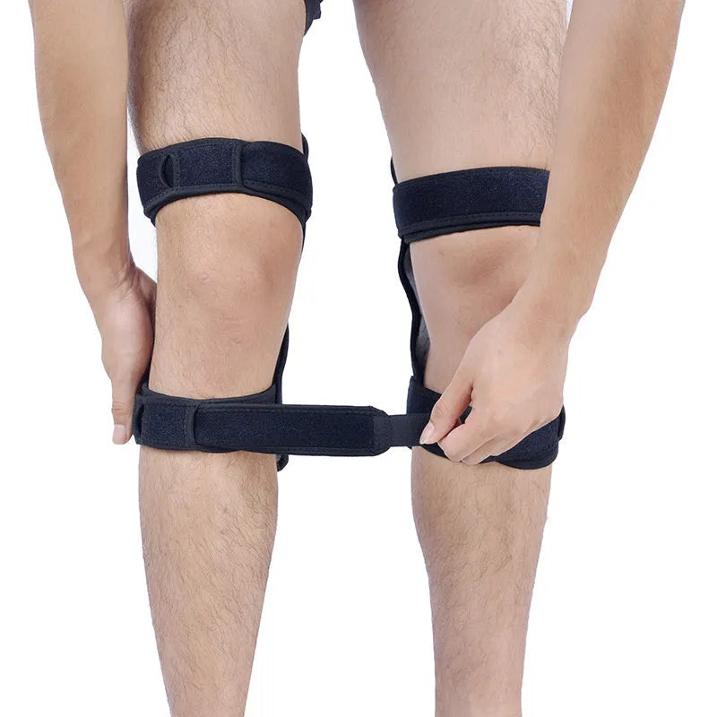 Adjustable knee brace with patella support and spring mechanism in breathable fabric