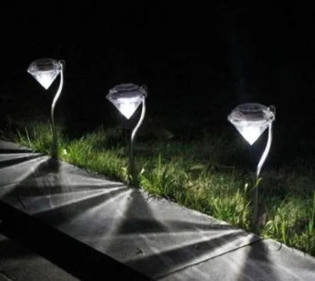 Solar powered diamond garden light with adjustable angle for outdoor illumination