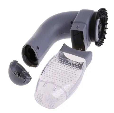 Grey cordless handheld pet hair vacuum grooming brush with soft rubber head