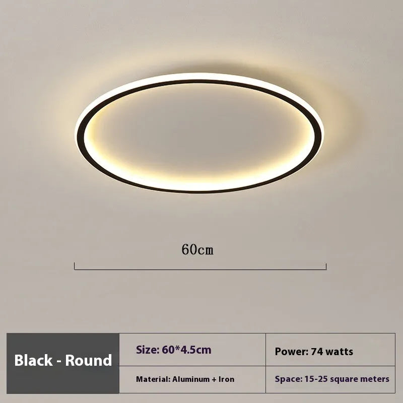 Minimalist modern LED ceiling lamp in black, gold or white finish available in 60cm and 80cm diameter sizes