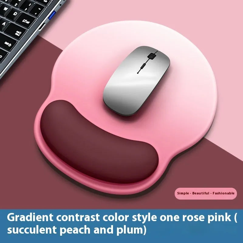 Silicone mouse mat with wrist support pad in gradient blue-black colour pattern