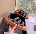Women's Roman style sandal slippers in patent leather with sheepskin upper in three colour options