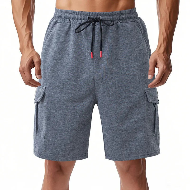 Men's heavy loose casual multi-pocket cargo shorts in ring fabric available in three colours