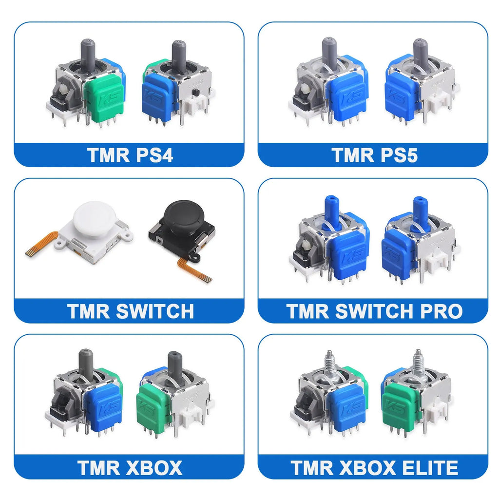 Hall effect replacement joystick component for PS5 PS4 XBOX and Switch Pro controllers.