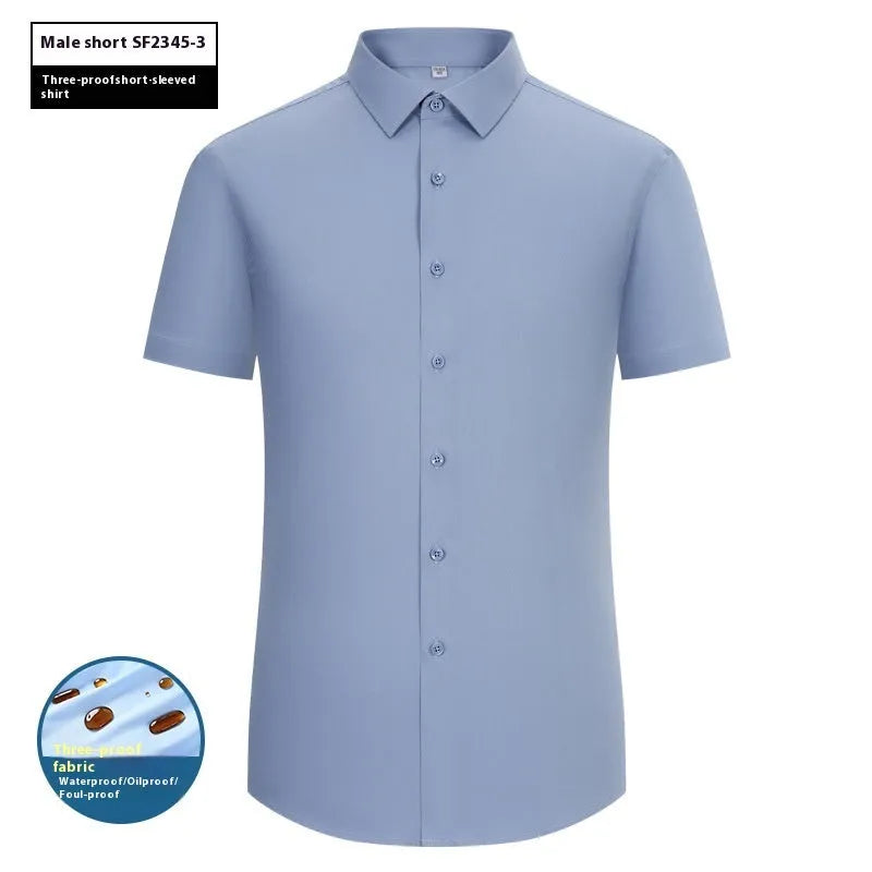 Men's slim fit bamboo fibre business shirt with square collar in solid colour