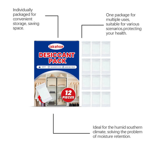 12-pack of anti odor space desiccant bags for household moisture absorption