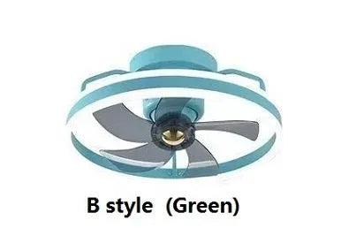 Modern ceiling fan light with white PC blades and acrylic lampshade showing 500mm diameter