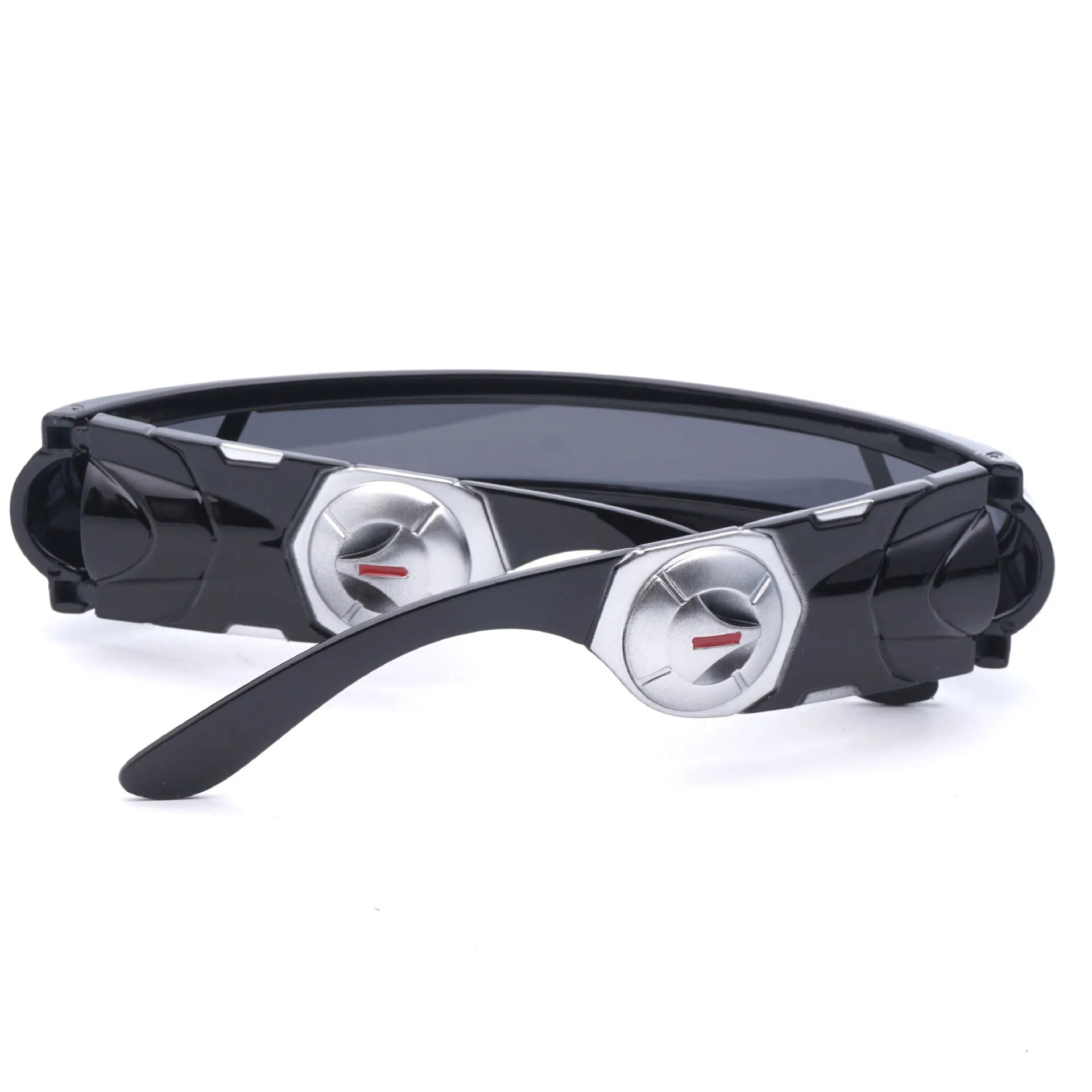 Black full rim polarised sports sunglasses shown with blue mercury tint lenses.