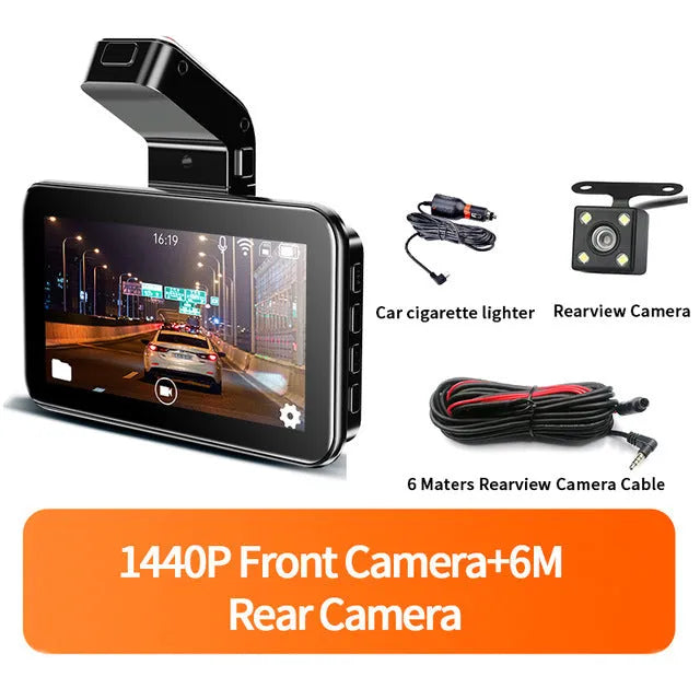 3-inch car DVR dash cam with dual lens system for front and rear recording