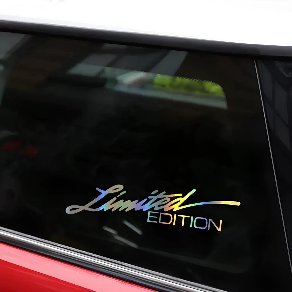Black laser reflective car sticker with text design on PET material for vehicle decoration