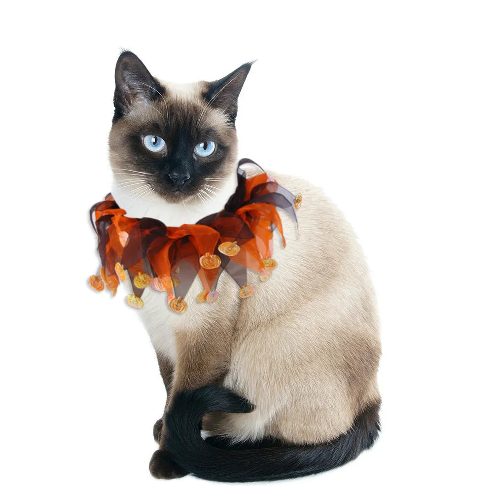 Tie-dye cloth pet dog collar in seasonal colours including Halloween and Christmas styles