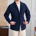 Men's multi-pocket retro nylon jacket in beige with multiple pockets and classic cut