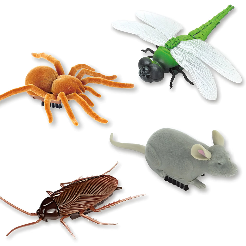 Electric vibration brush pet toy with walking simulation in cockroach, tarantula, mouse or dragonfly design