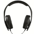 Black head-mounted monitor headphones with microphone and 3.5mm plug