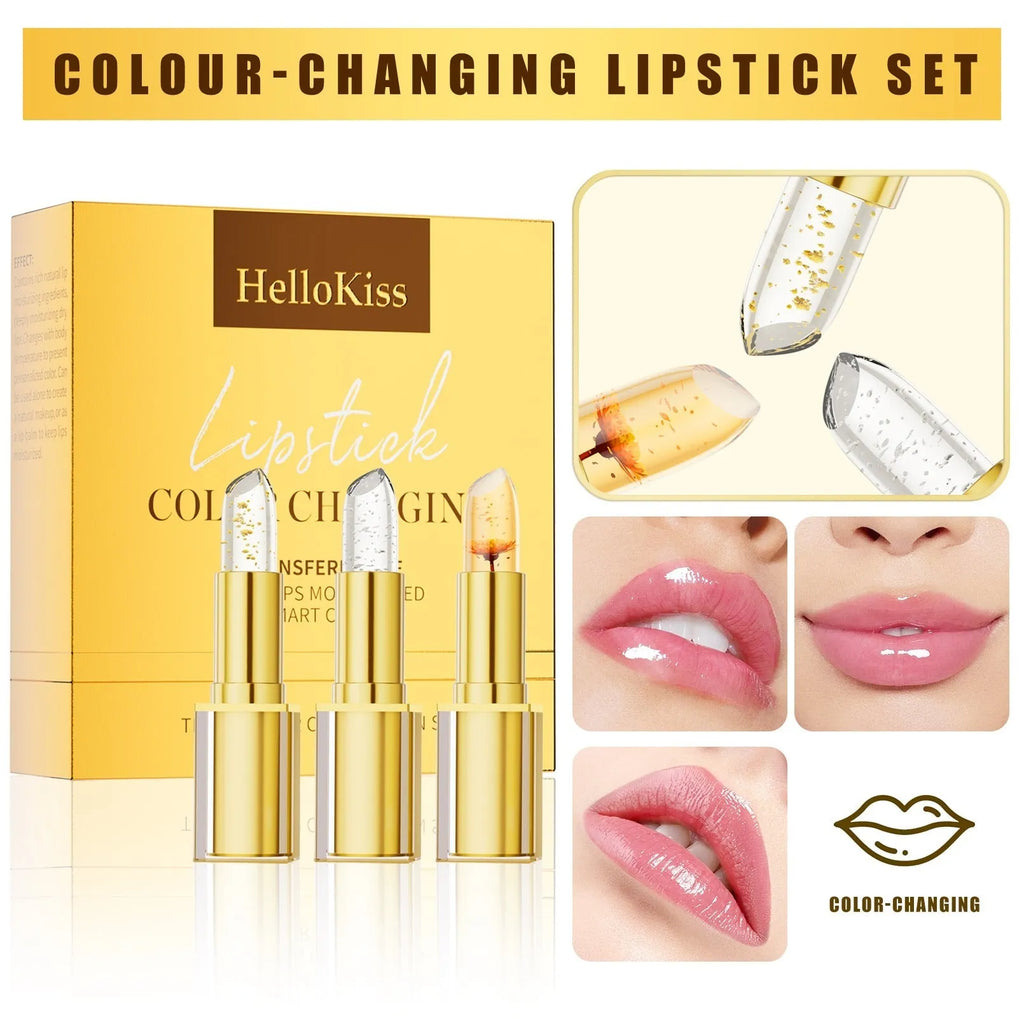 YB1001 gilding warm colour-changing anti-smudge lipstick, 3.5g three pieces