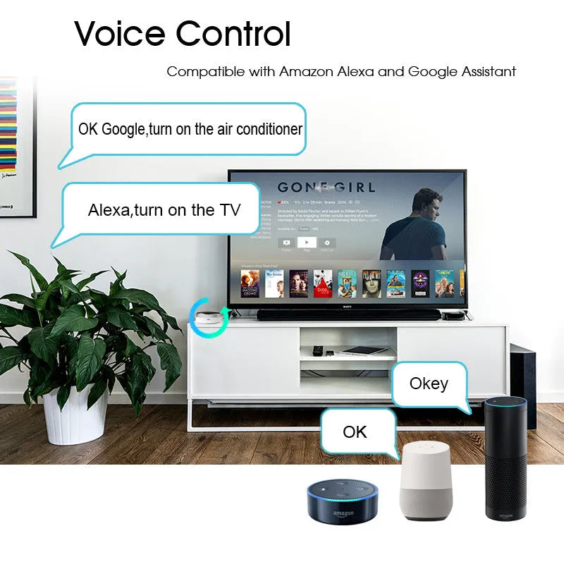 White infrared and RF remote control handset with dual transmission for universal use