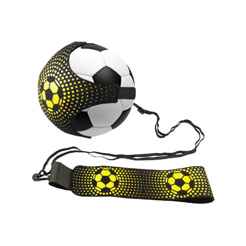 A purple neoprene football juggling belt with a five-corner geometric pattern, laid flat.