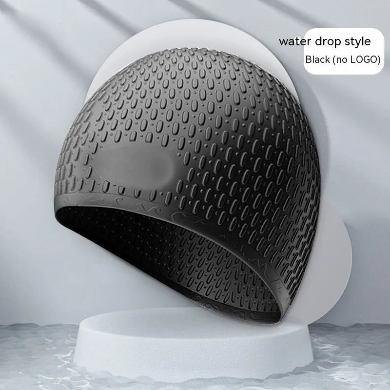 Fashion silicone water drop swimming cap for adults in multiple colour options including Tiffany Blue and Matcha Green