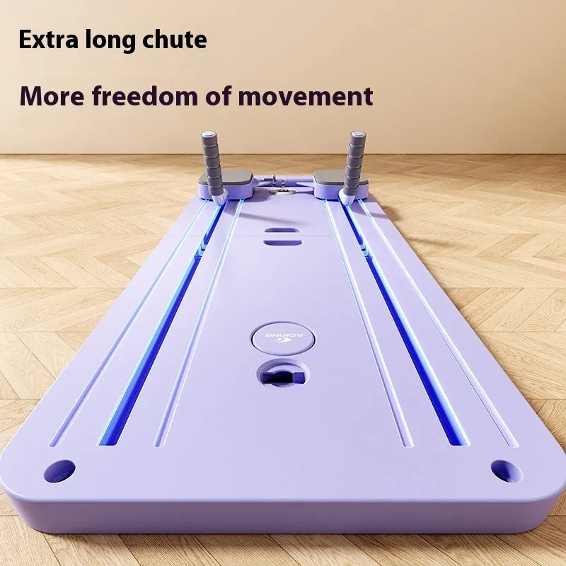 Purple PP material fitness board with automatic rebound abdominal wheel for home workouts