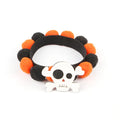 Halloween pet collar with fur ball pumpkin decoration in six colour and theme variations