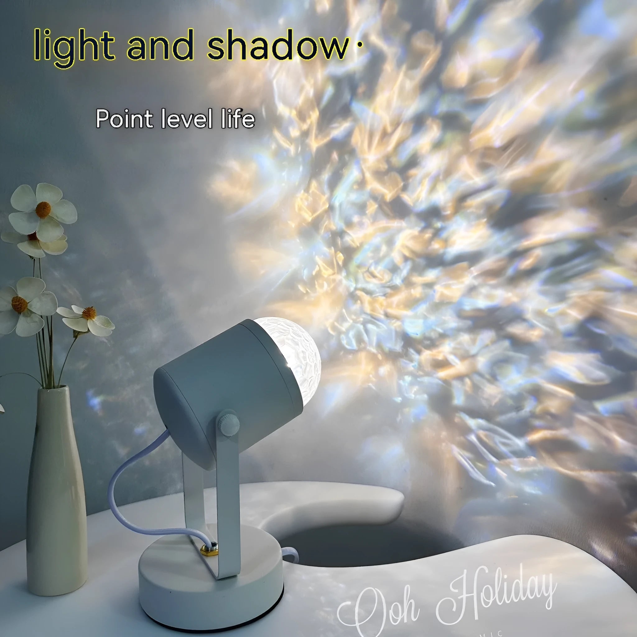 Dynamic water ripple ambience table lamp with metal holder in ceiling or desktop style