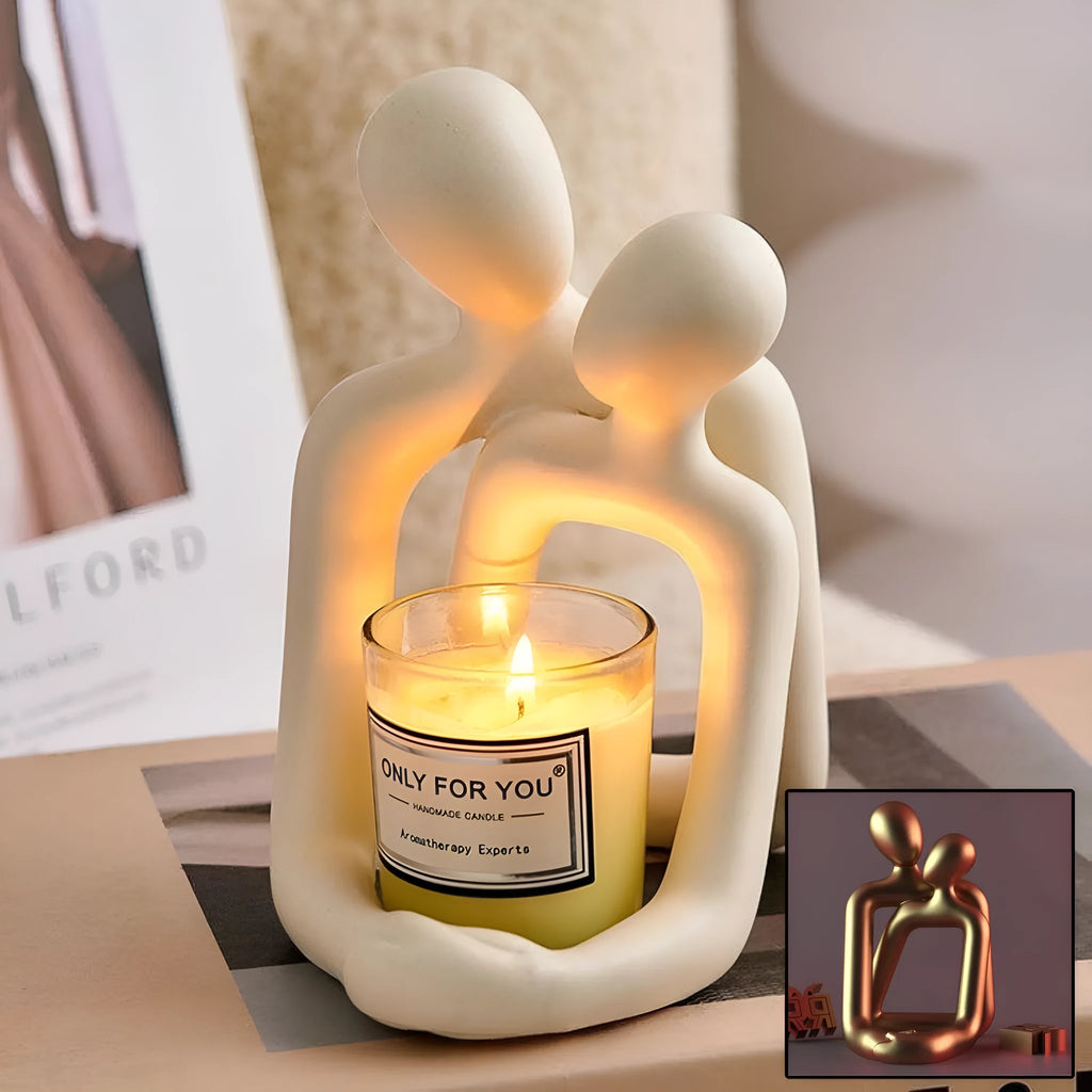 Modern simple style loving couple resin statue in milky white or gold colour for home decor