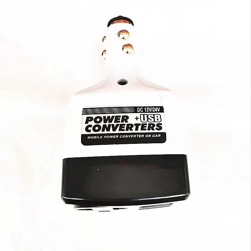 Car charger transformer converting cigarette lighter to USB output for mobile phone charging
