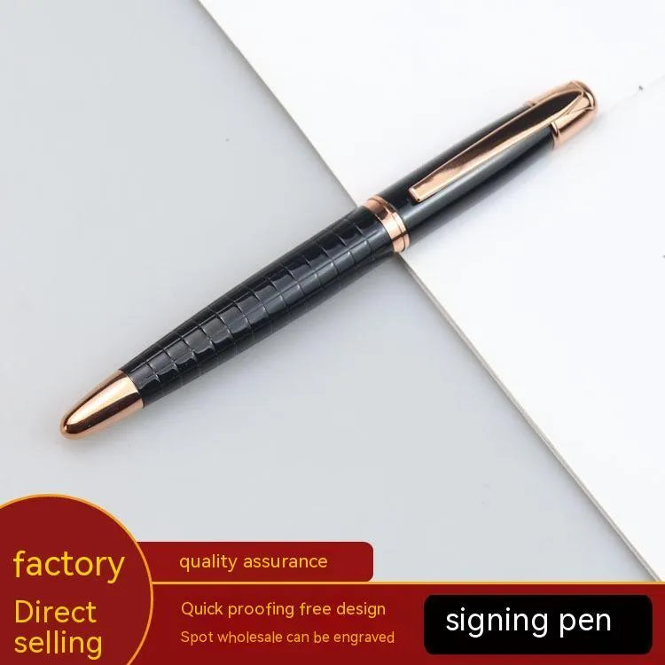 Gun grey metal rollerball pen for business use with black and blue refill options