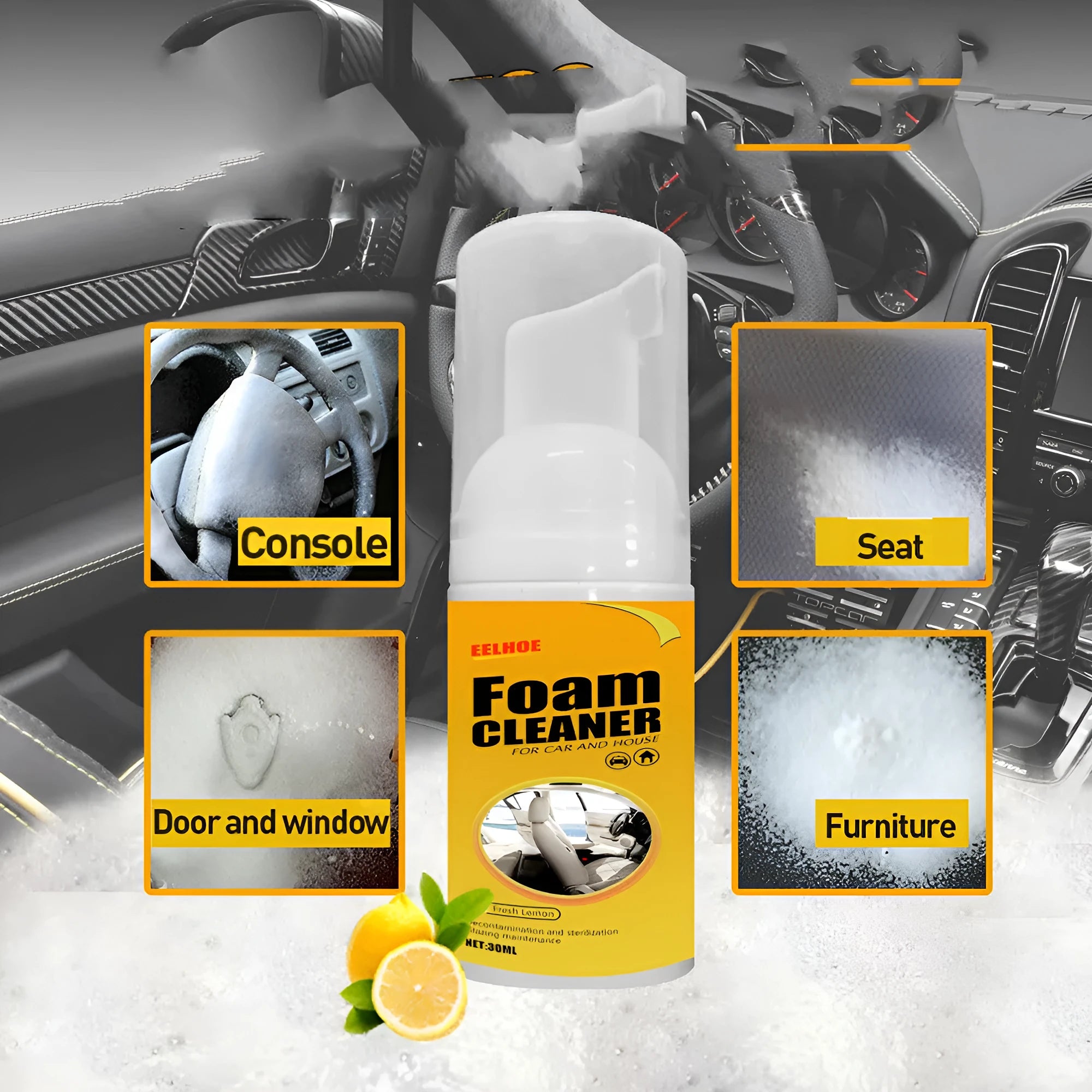 Foam cleaner bottle 30ml for car interior seats and ceiling spot cleaning