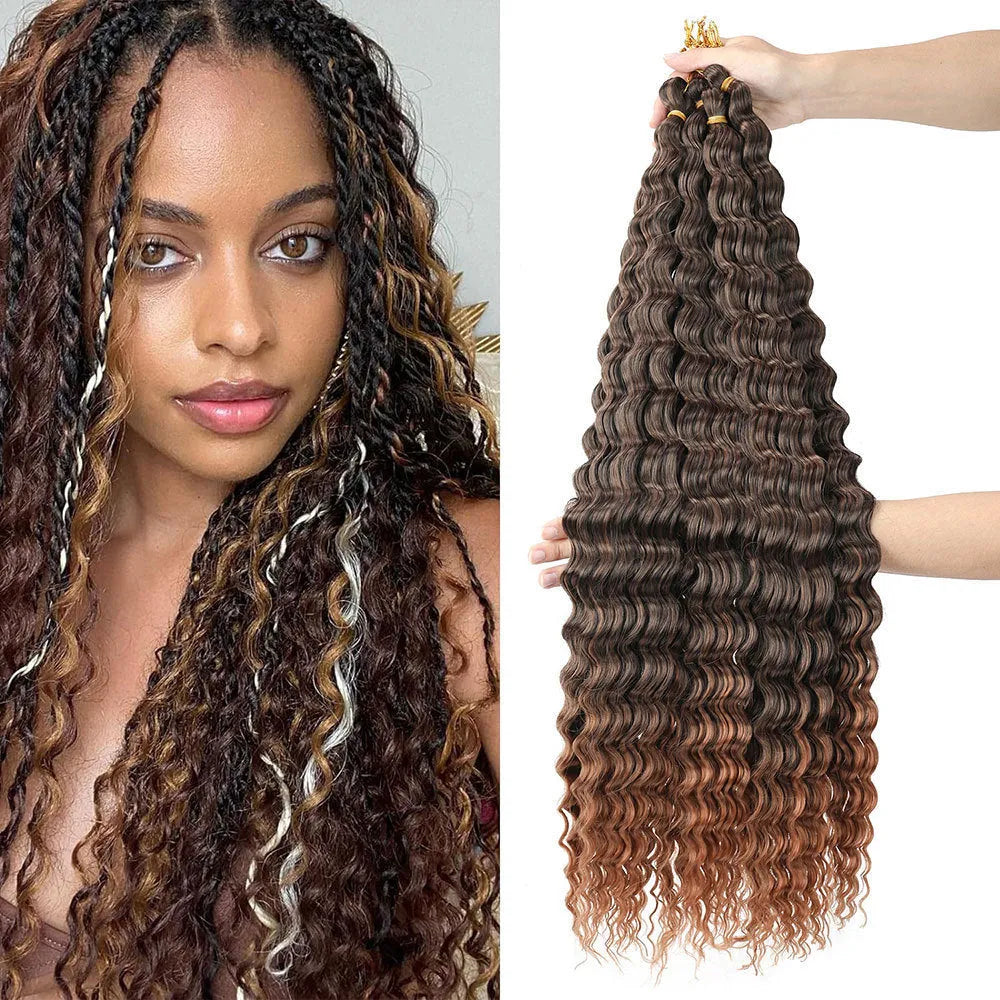 African chemical fibre crochet long curly wig with side bangs, handmade, available in multiple colours and sizes
