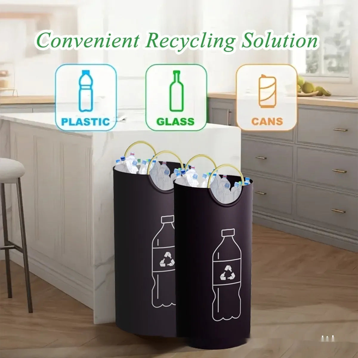 Round portable plastic trash can with optional patterned design, shown with dimensions 38cm by 72cm.
