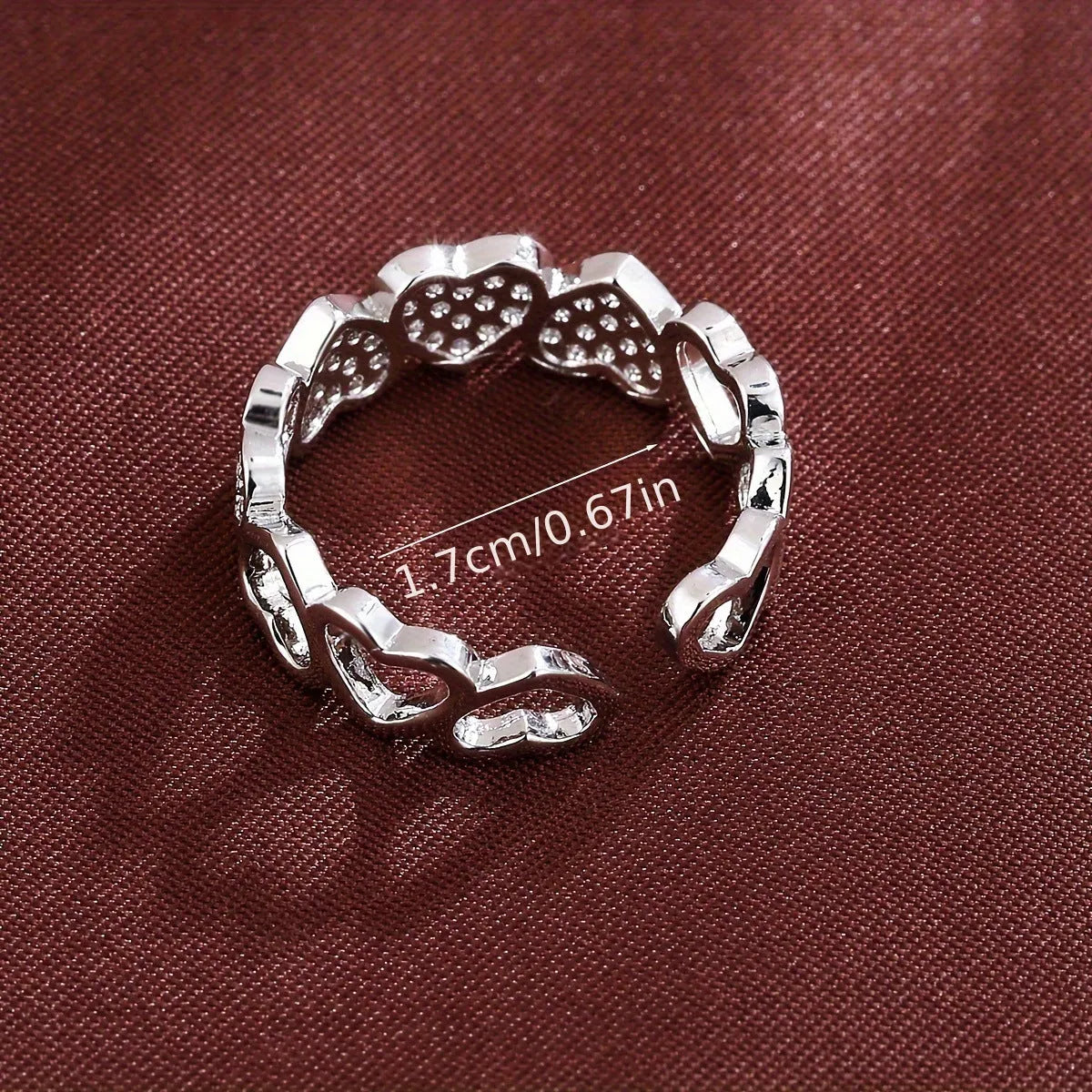 Adjustable opening couples ring with geometric heart design in gold finish