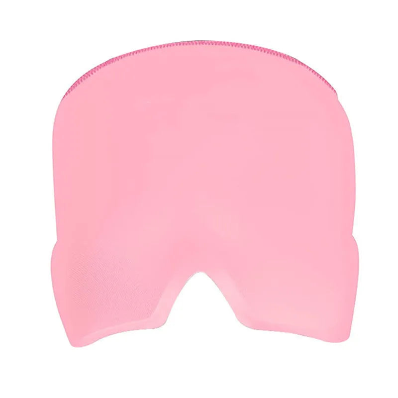 Black elastic cloth gel eye mask for headache relief measuring 22cm by 17cm
