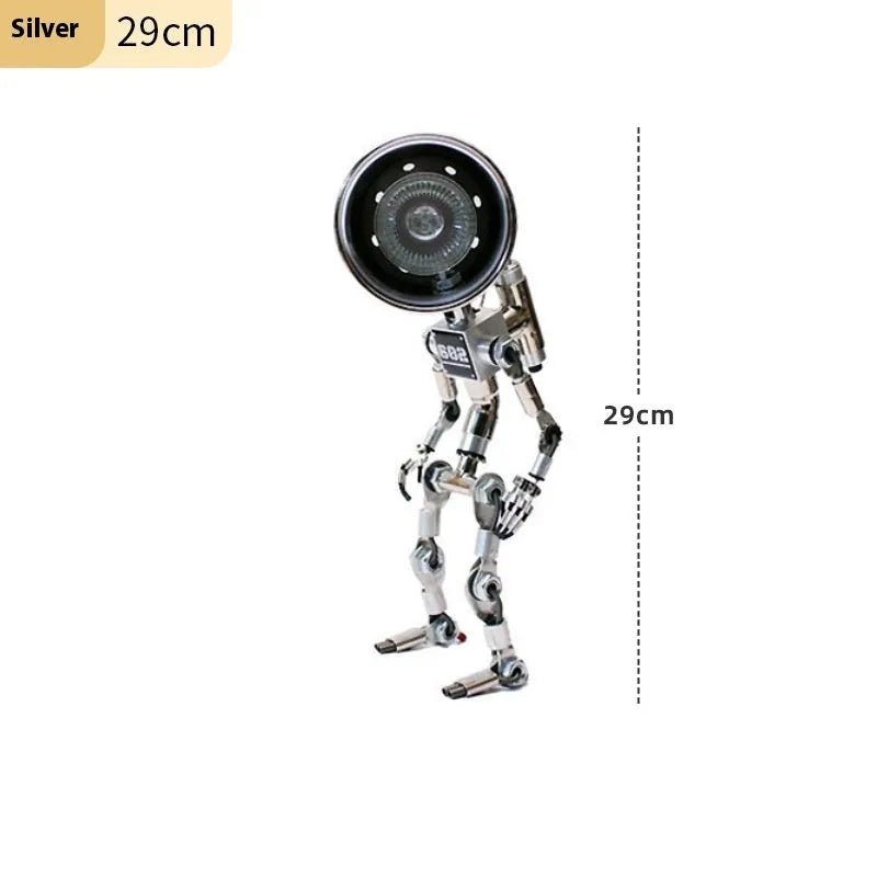 Creative robot-shaped study atmosphere light with custom graphic design in copper or silver finish