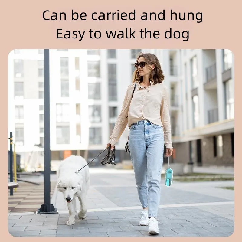 Portable plastic dog water bottle with attached foldable drinking bowl in blue colour for outdoor travel