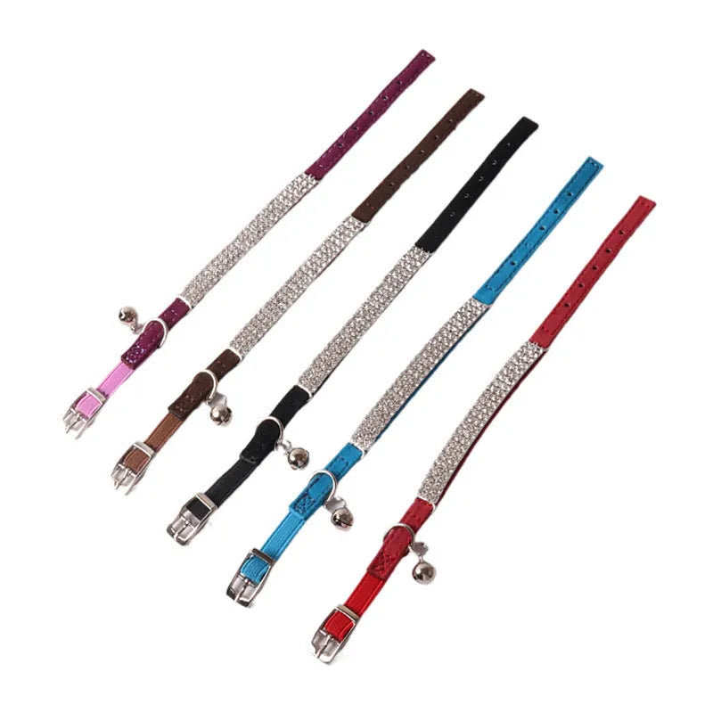 Flannel elastic cat collar with buckle fastening in six colour options showing gang drill detail