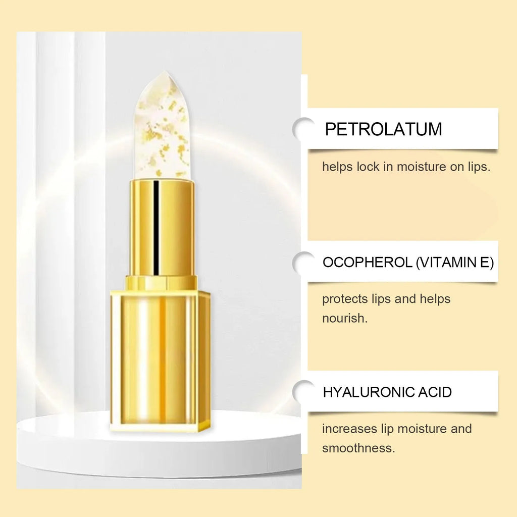 Gold Foil Discoloration Nourishing Lipstick in a 2.6cm compact case, 3.5g net content.