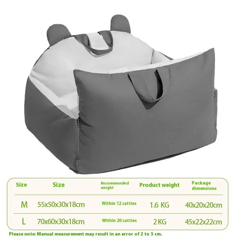 Removable washable car dog kennel in beige colour with medium and large size options