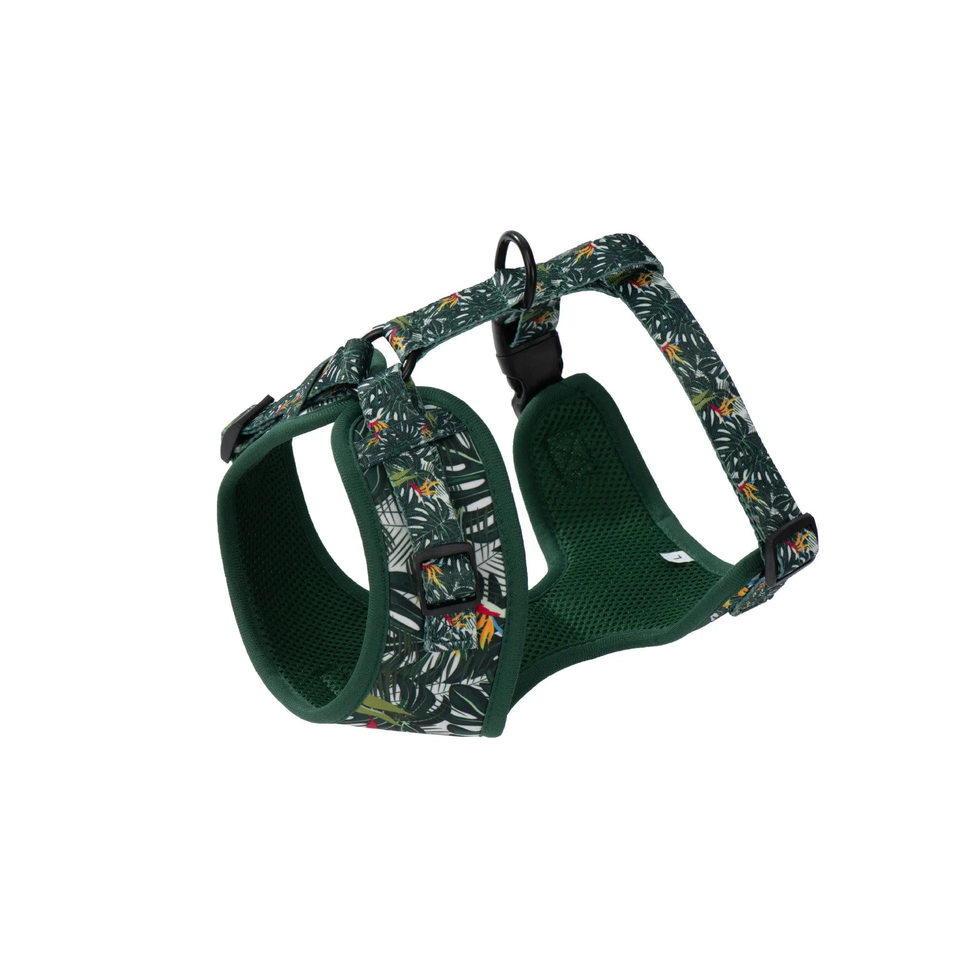 Six-piece dog harness set with adjustable vest, haulage rope, collar, waste bag, bow tie and triangular binder