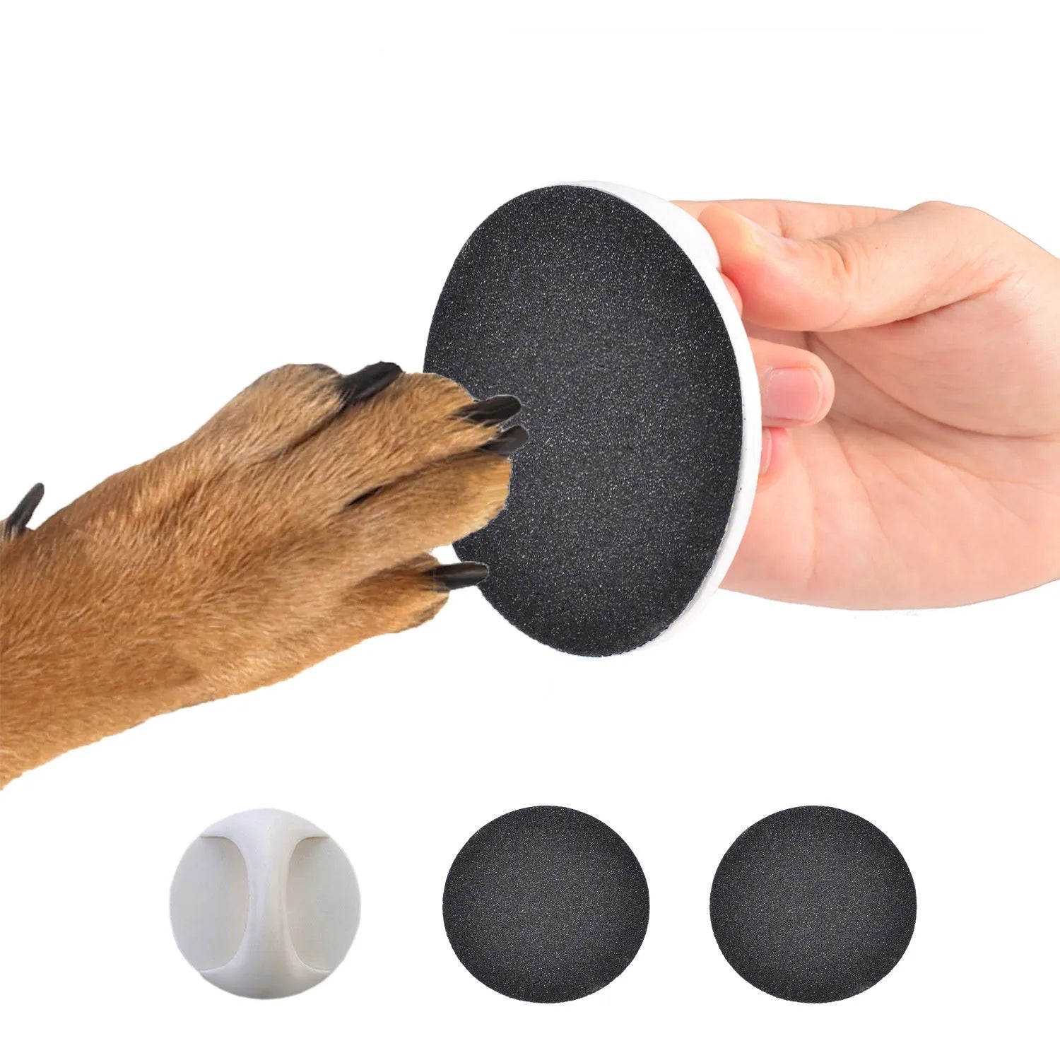 Square dog nail file board with ergonomic handle in chosen colour, showing replaceable sandpaper surface.